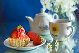 Teapot And Strawberry Cake