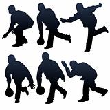 bowling people silhouettes