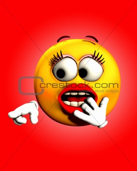 ... : An image of a very shocked female cartoon face, who is pointing