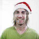 sMILING MAN WITH CHRISTAMS HAT