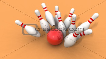bowling ball and skittles