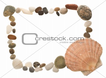 Shell and beach pebble border