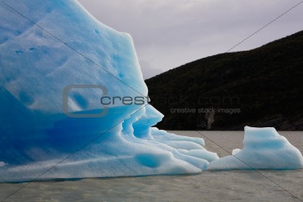 Broken Blue Iceberg at Grey Glacier