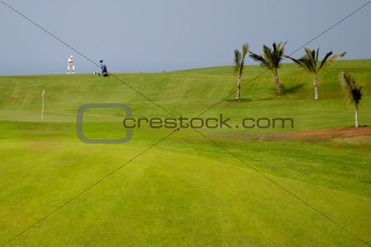 Golfer at exotic destination