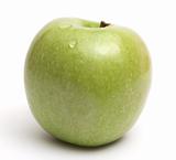 Green apple over white background