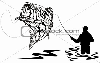 Fisherman catching a largemouth bass