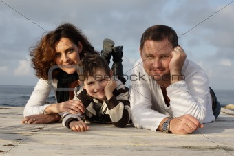 happy family on a pier