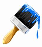 vector brush with blue paint isolated