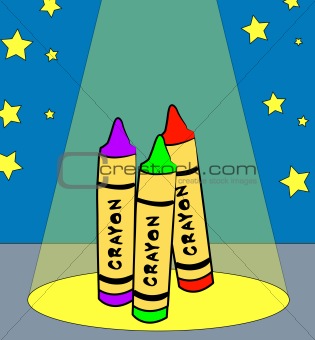 crayons under the spotlight