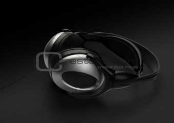 Headphones, isolated on black background