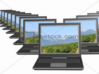 Lot of identical new laptops