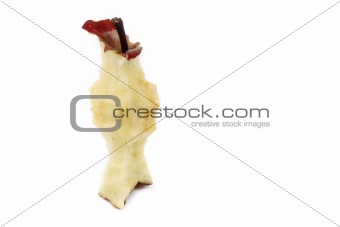 Eaten apple isolated on white background