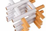 Stack of cigarettes isolated on white background.