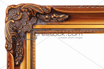 Gold plated wooden picture frame corner