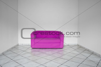 Interior with pink furniture