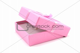 opened pink gift box isolated on white