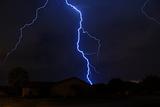 Spring storm lightning strike in a local neighborhood 