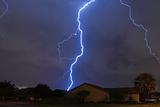 Spring storm lightning strike in a local neighborhood