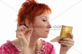 make-up of red haired woman isolaited on white background