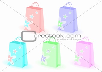 Shopping bags with flowers