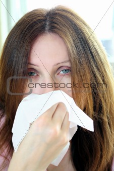 Woman with flu or allergy