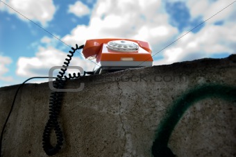 Old phone on the wall 