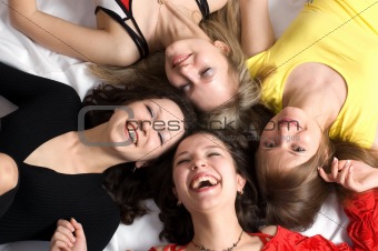 Four girls friends have fun