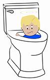 boy being flushed down toilet