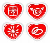 four heart icons