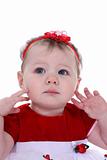 Toddler with Red Hair Bow