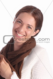 beautiful young a woman with brown scarf 
