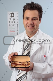 Optometrist with spectacles