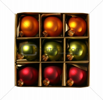 Xmas ornaments in a box with path