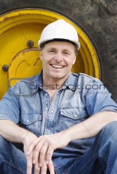 Happy smiling construction worker