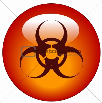 biohazard logo on red button