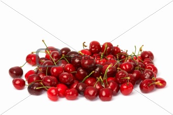 cherries on white