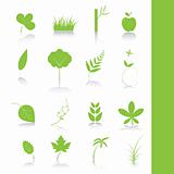 Green plants icon symbol set