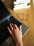 female hand on the keyboard