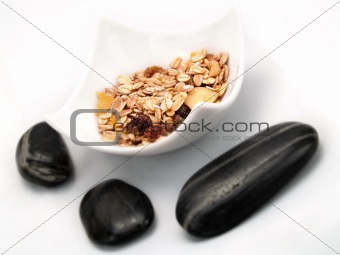 Cereals in a white bowl