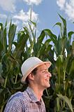 farmer in a corn field