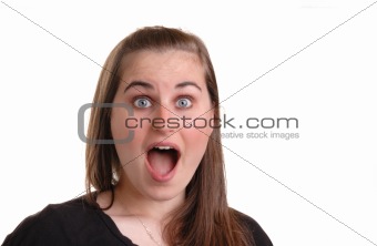 girl shouting - isolated on white