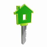 isolated green eco house key