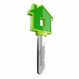 isolated green eco house key