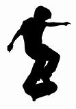 Skateboarding Kid up in the Air - Silhouette