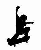 Skateboarding Kid up in the Air - Silhouette