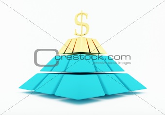 Dollar sign on golden pyramid