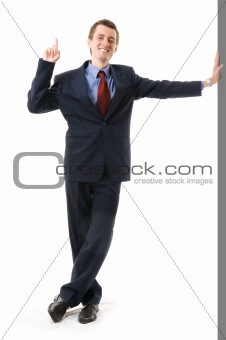Businessman with finger Up. Sign attention