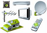 TV system - remote control, tv set and satellite