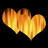 two hearts in flames