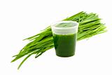 Wheatgrass drink & wheatgrass isolated on white background
